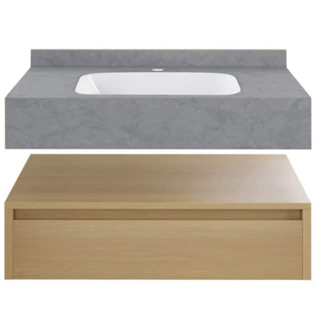 Swiss Madison SM-BV4906 Avancer 36" Wall Mounted Single Basin Vanity - Natural Oak / Charcoal Grey