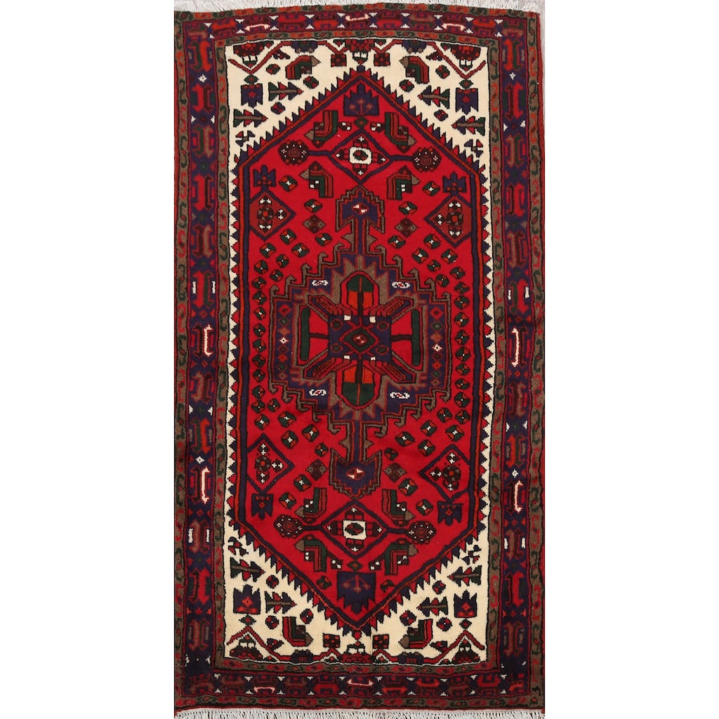 Tribal Geometric Hamedan Persian Traditional Area Rug Wool Handmade - 3'2" x 5'6"