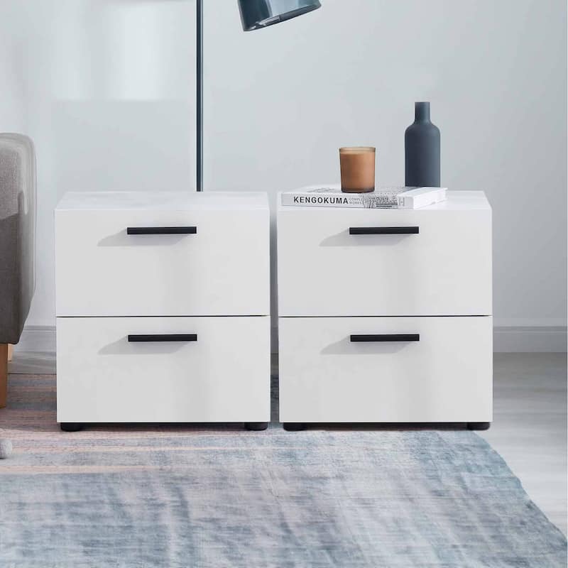 Nestl 2 Drawer Wooden NightStand - 2 Pack - White - 2-drawer
