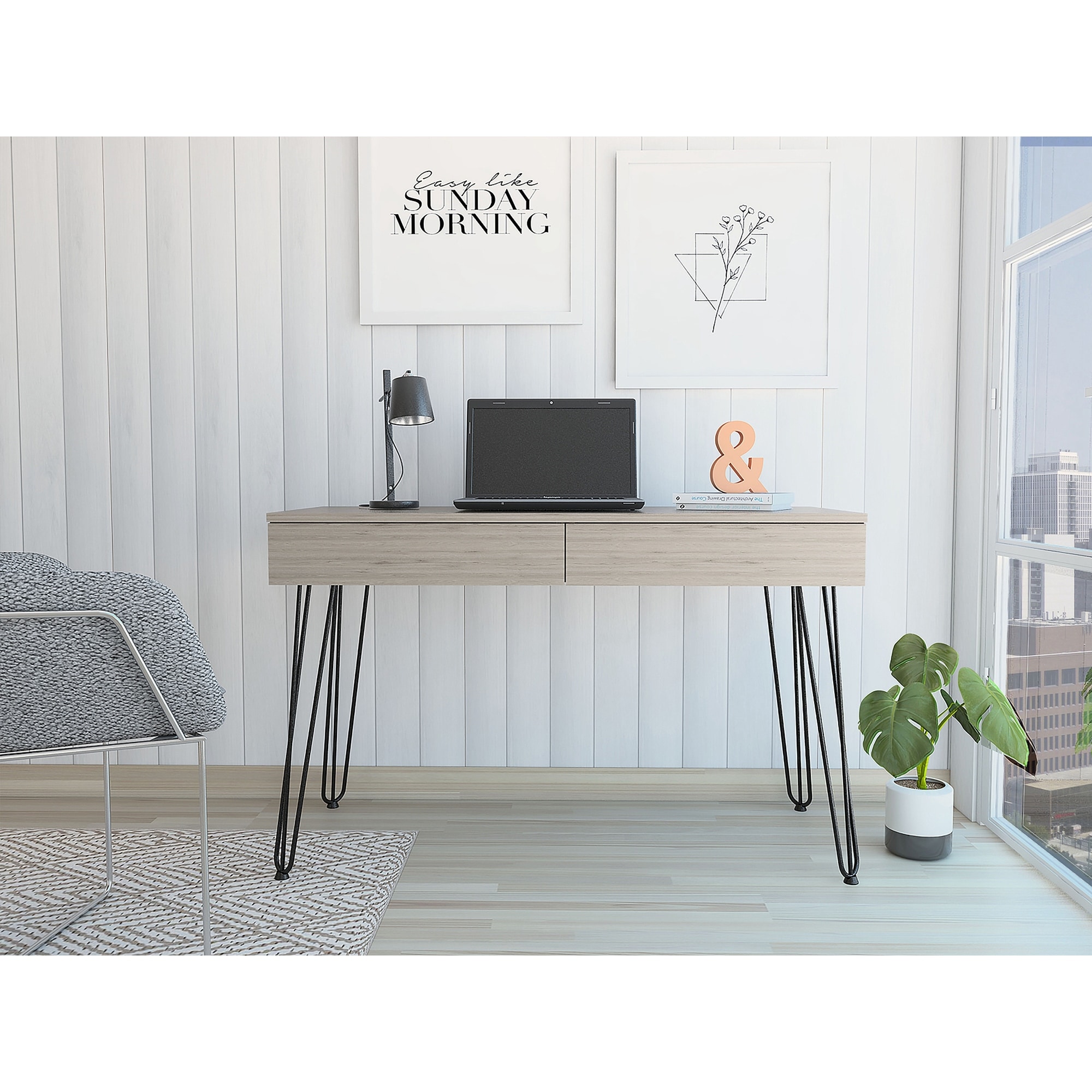 Hairpin writing sales desk with drawers