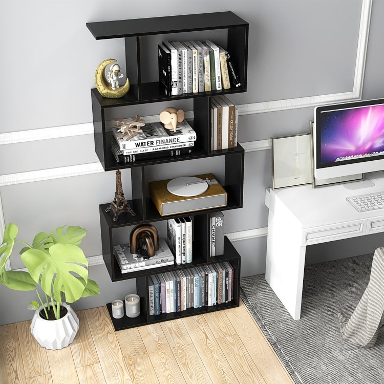 5-Tier Bookshelf with Anti-Toppling Device for Living Room Home Office - 27.5" x 9.5" x 62.5"