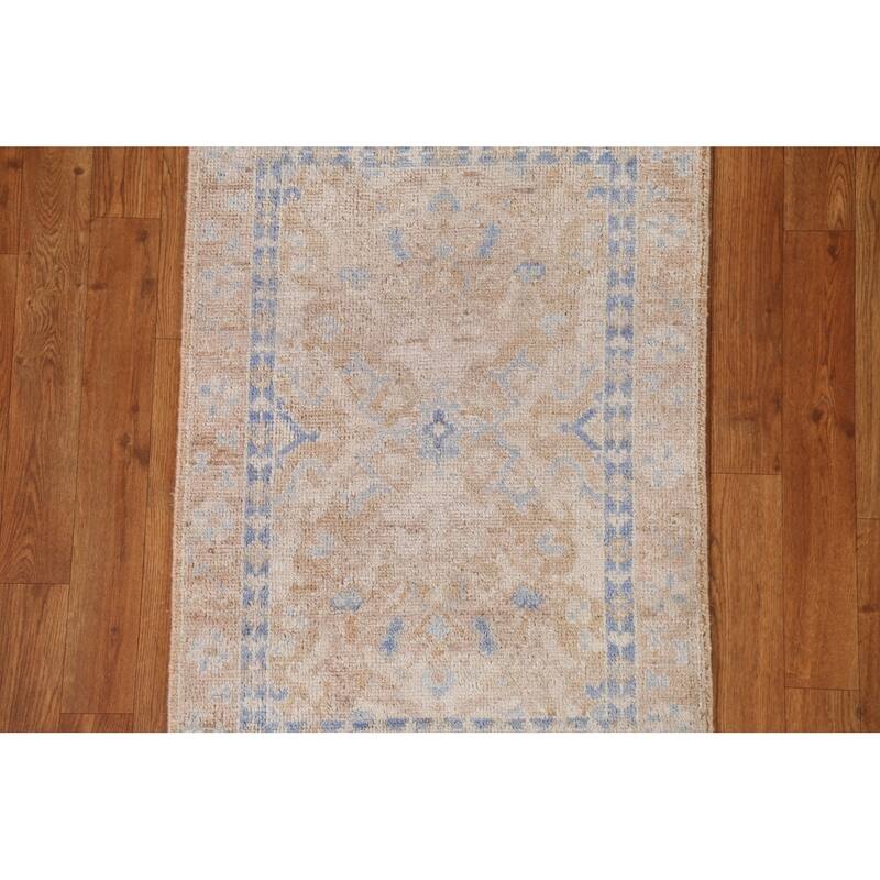 Hand Knotted Oriental 100% Wool Carpet Transitional Geometric Oranges & Rust Oushak Area Rug - 3' 0'' X 2' 0''