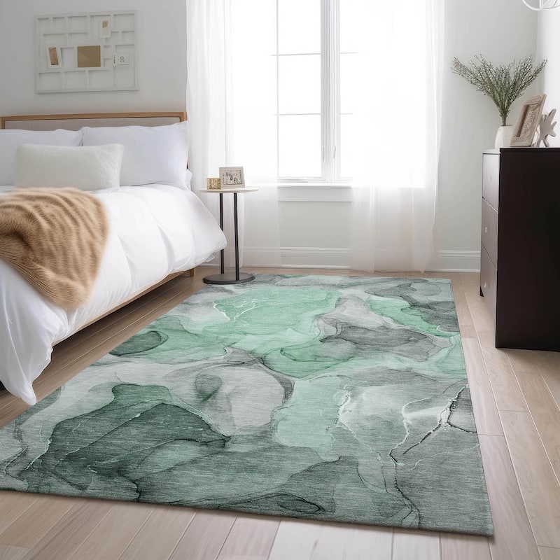 Premium Washable Super Soft Abstract Watercolor Mayfield Rug - Green - 8' x 10' - Rectangle