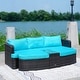 preview thumbnail 35 of 33, 5-piece Patio Aluminum Wicker Daybed Sectional Sofa Set with 1 Side Table and 2 Ottomans