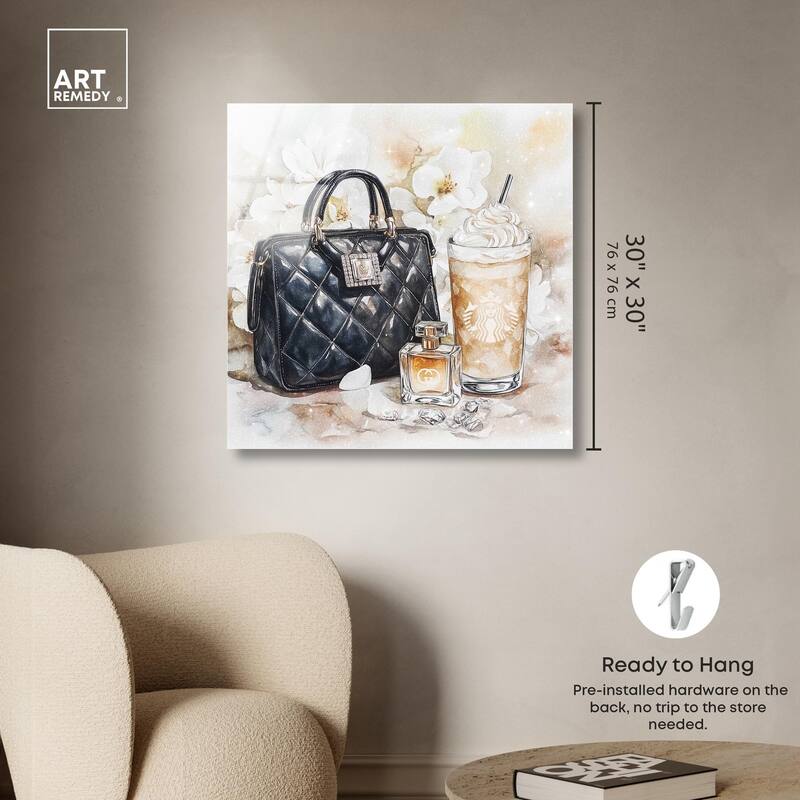 Trinkets and White Floral Acrylic by Art Remedy, Ready to Hang