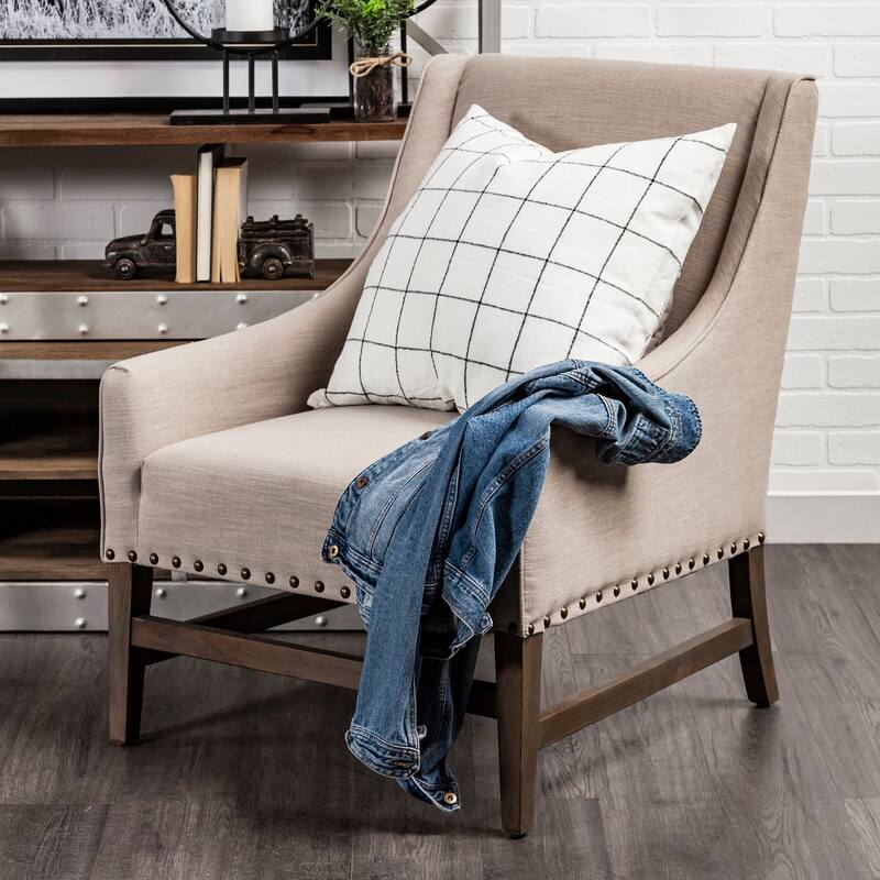 Suzanne White & Black Square Pattern Decorative Pillow Cover