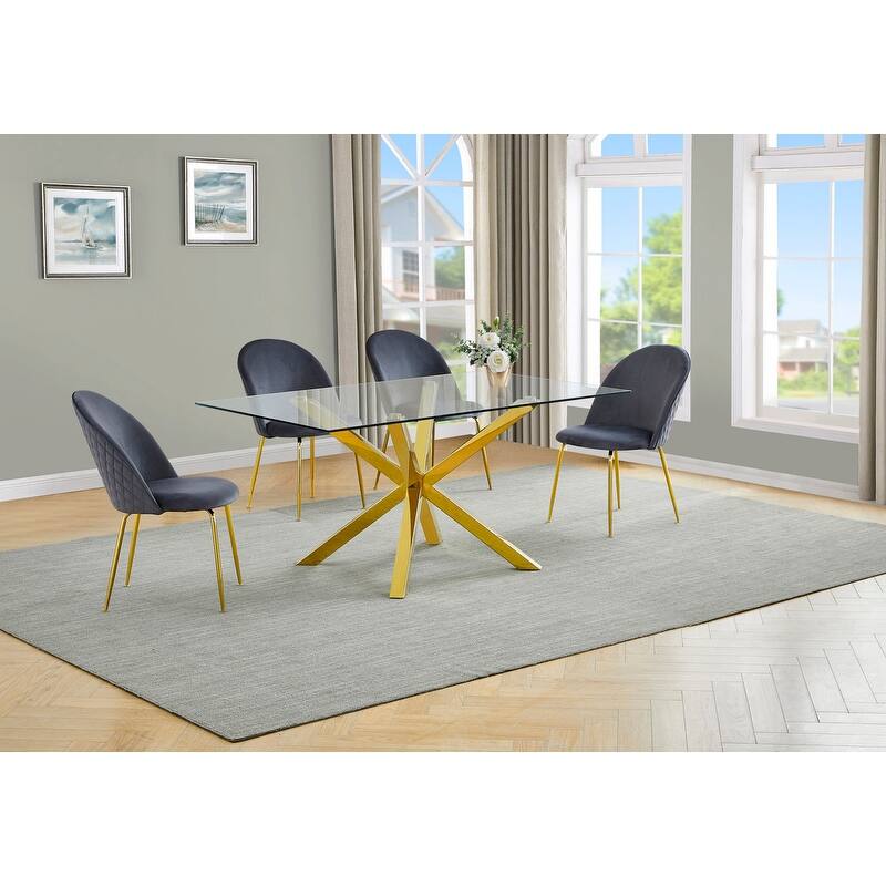 Best Quality Furniture Contemporary Glass 5-pc Dining Set - Dark Gray-Chairs