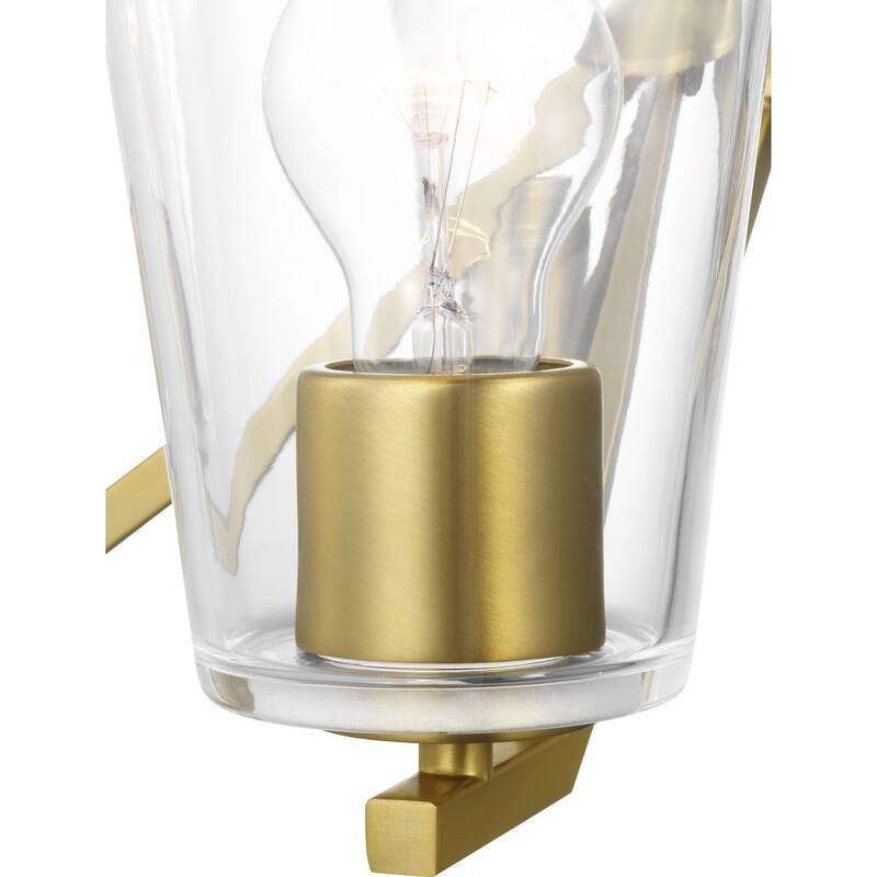 Vertex Collection Five-Light Brushed Gold Clear Glass Contemporary Chandelier - 22.5 in x 22.5 in x 15.25 in