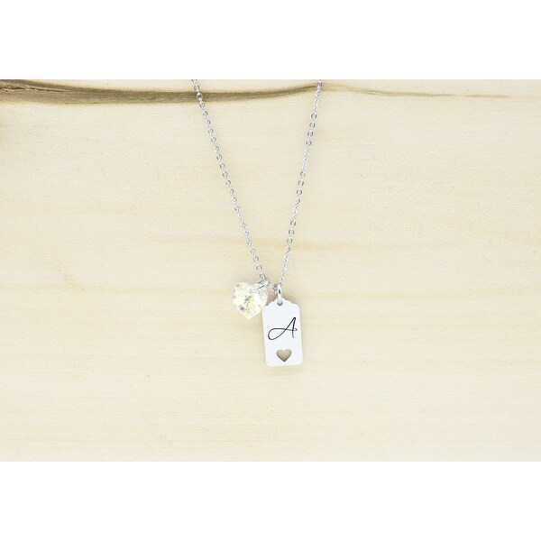 Dainty Initial Frame Necklace Made With Precision Cut Crystal By Pink Box - A. Opens flyout.