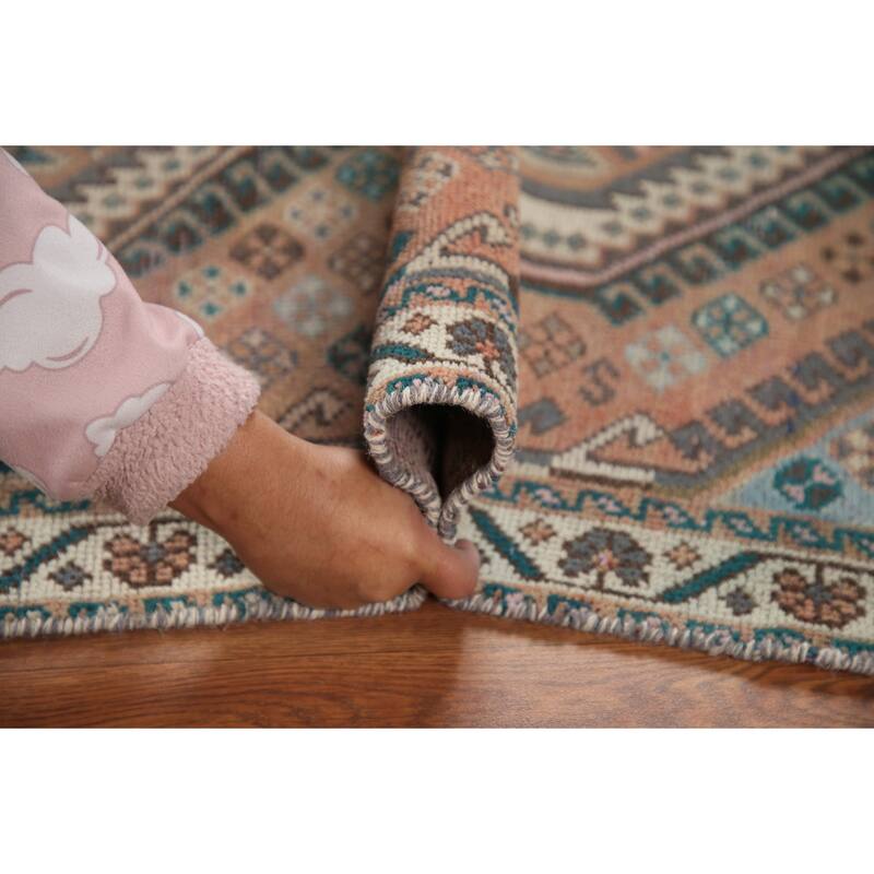 Hand Knotted Oriental 100% Wool Carpet Traditional Geometric Oranges & Rust Bakhtiari Runner Rug - 9' 10'' X 3' 6''