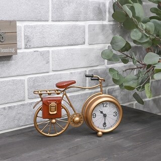 Metal Bicycle Desk Vintage Style Clock, Vintage Table Clock - Gold - S ...