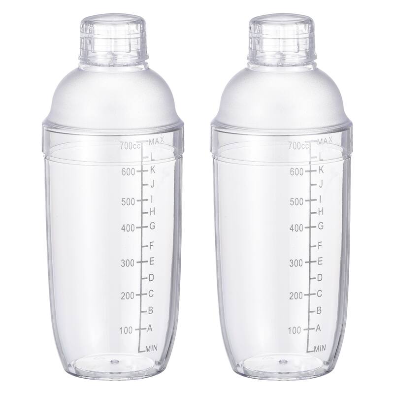 700ml 2pcs Plastic Cocktail Shaker Cup Scale Wine Beverage Mixer Drink Tools