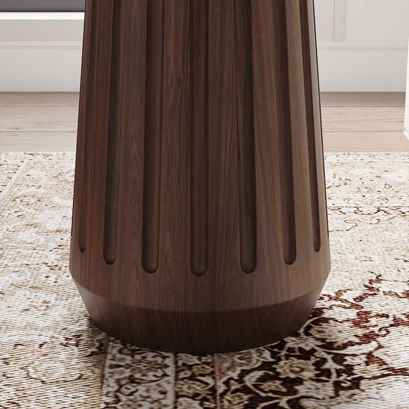 17.71" Modern Minimalist Round Side Table, MDF, Walnut Veneer