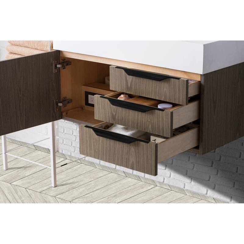 James Martin Vanities Mercer Island 36" Single Vanity, Ash Gray with Matte Black Hardware