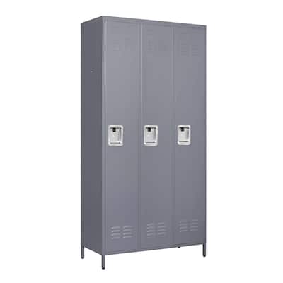3-Door 72"H Metal Storage Locker Cabinet With Lock