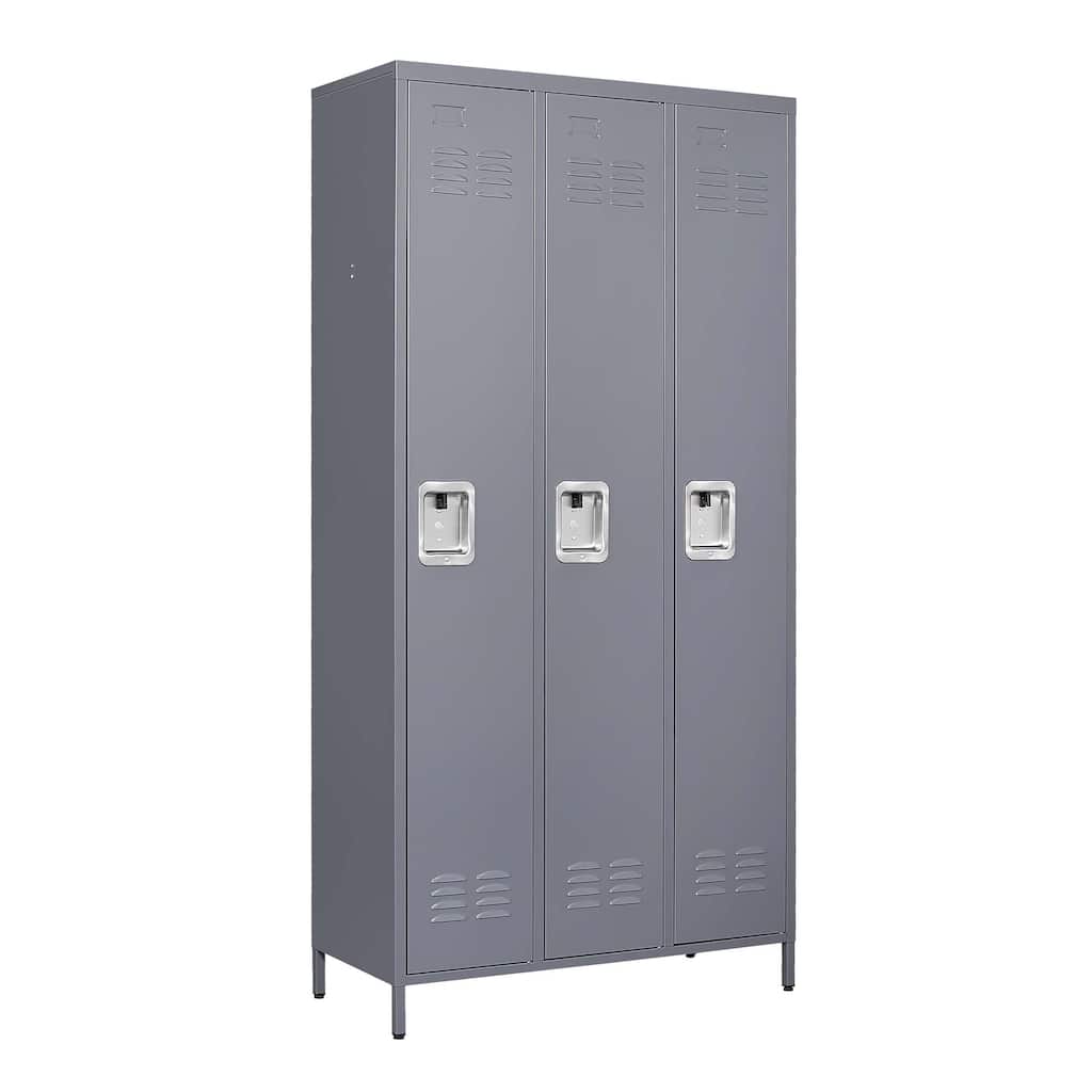 3-Door 72"H Metal Storage Locker Cabinet With Lock