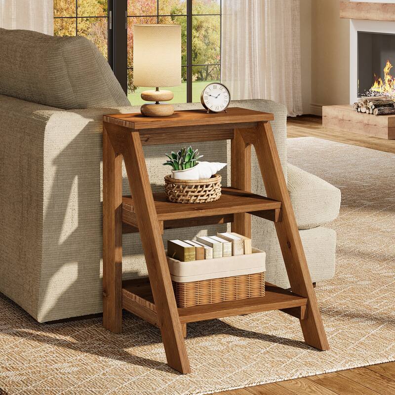 3 Tier Solid Wood End Table for Living Room / Bedroom