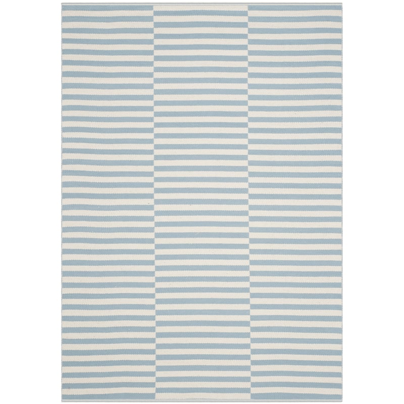 SAFAVIEH Handmade Flatweave Montauk Helena Casual Cotton Rug - 6' Square - Ivory/Light Blue