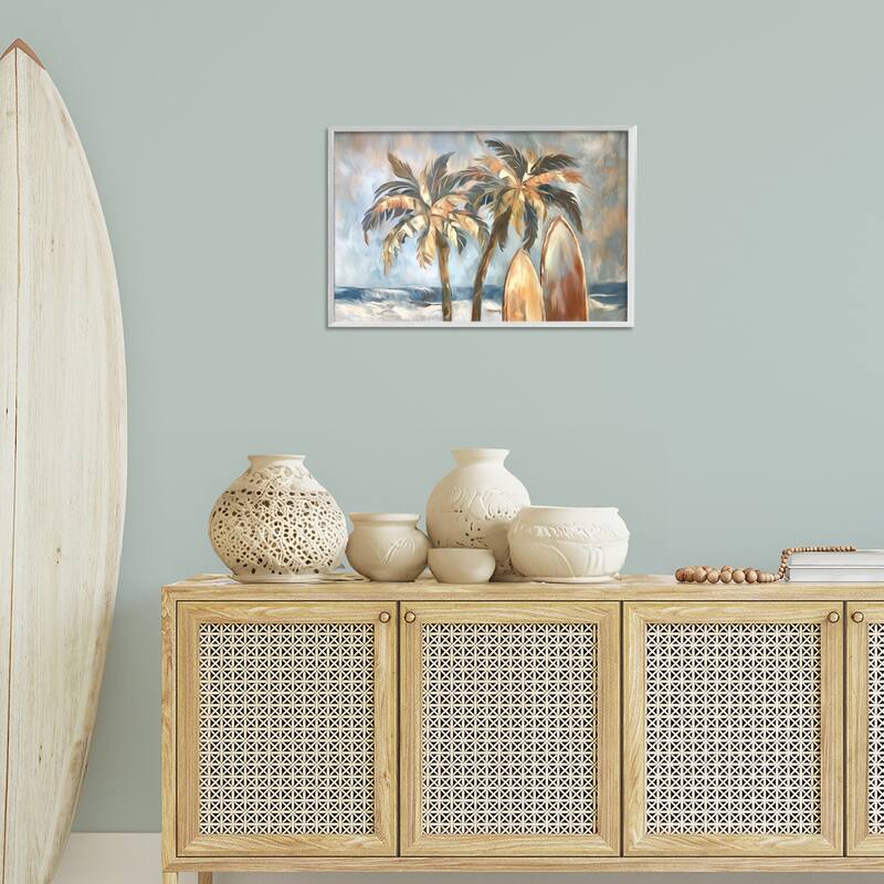 Stupell Warm Tropical Surfboards Framed Giclee Art Design By Ramona Murdock