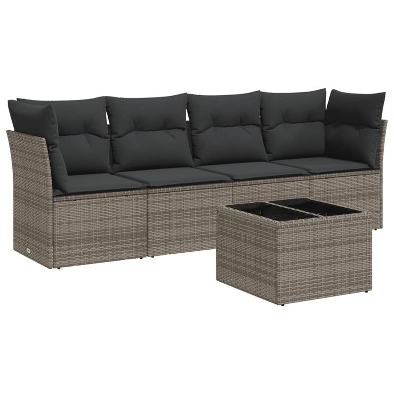 vidaXL Garden Sofa Set Grey PE Rattan Medium Modular Garden Sofa Set - 21.7 x 21.7 x 14.6
