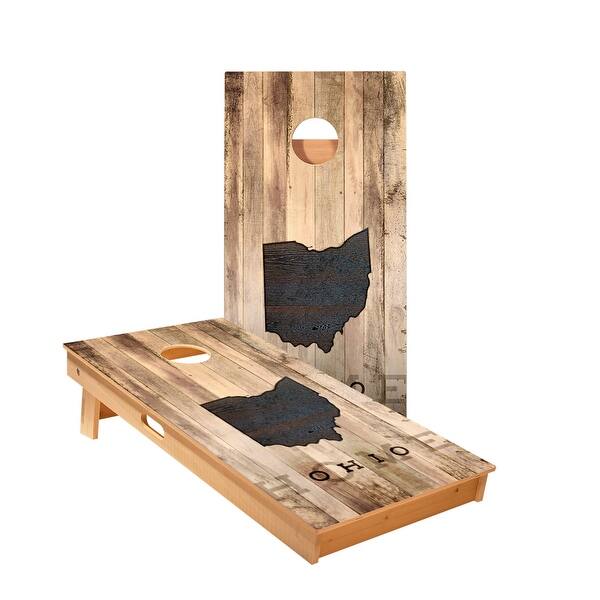 slide 2 of 5, Ohio Rustic Cornhole Boards NO Bags - Add Board Lights