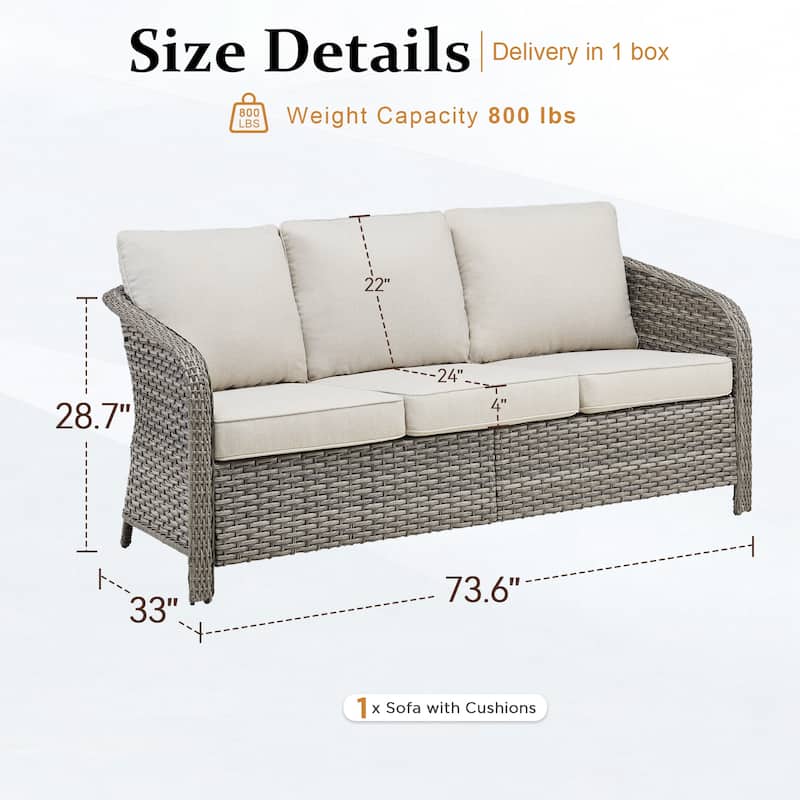 Pocassy Outdoor Patio Wicker Sofa Chair Furniture Set