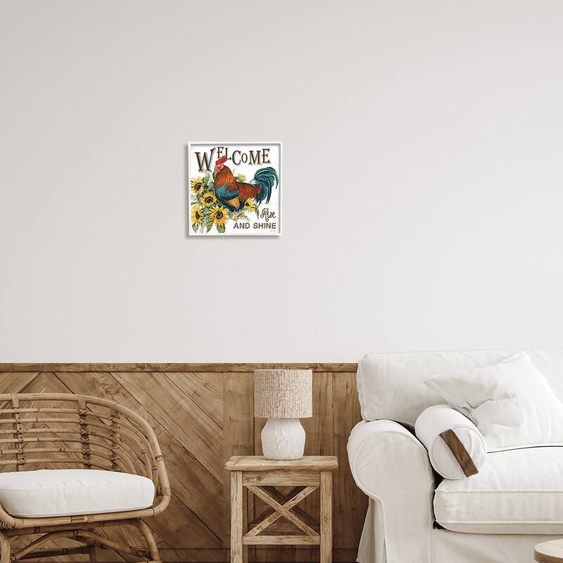 Stupell Rise & Shine Rooster Framed Giclee Art Design by Cindy Jacobs