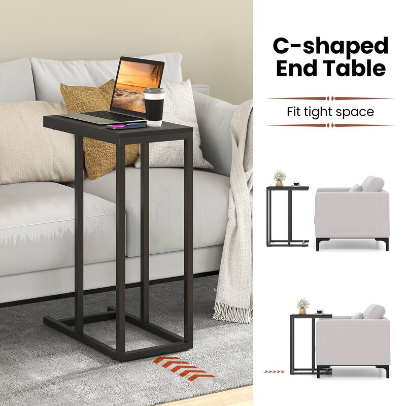 Metal Frame C End Table for Living Room Bedroom or Small Space