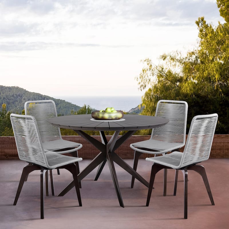 Oasis and Island 5 Piece Eucalyptus and Concrete Outdoor Patio Dining Set