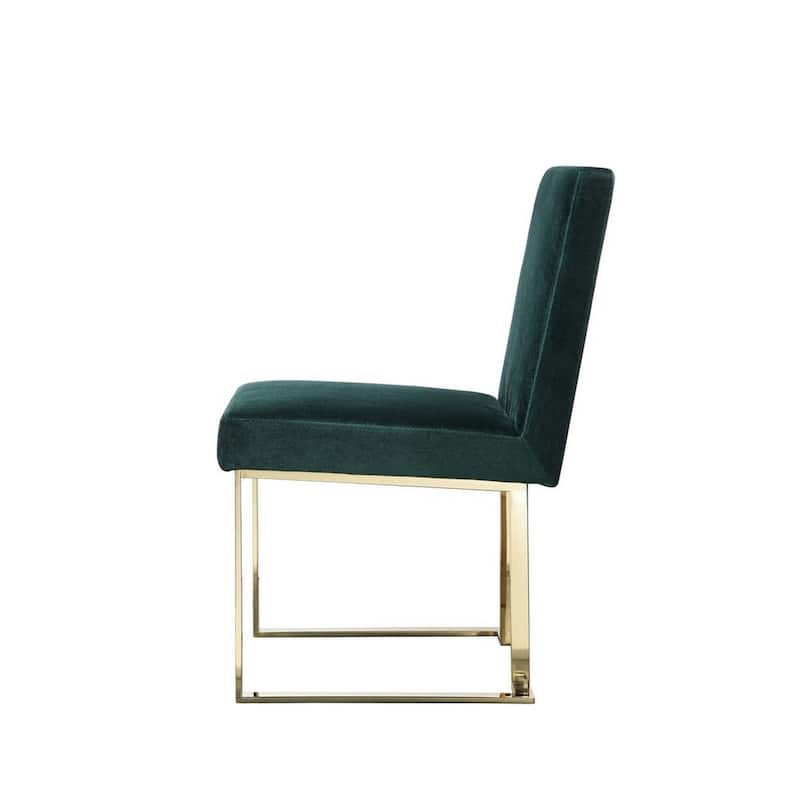 Gold/Green Velvet Upholstered Metal Frame Dining Chair, Set of 2, Sturdy Dining Chair for Dining Rooms - 17.5