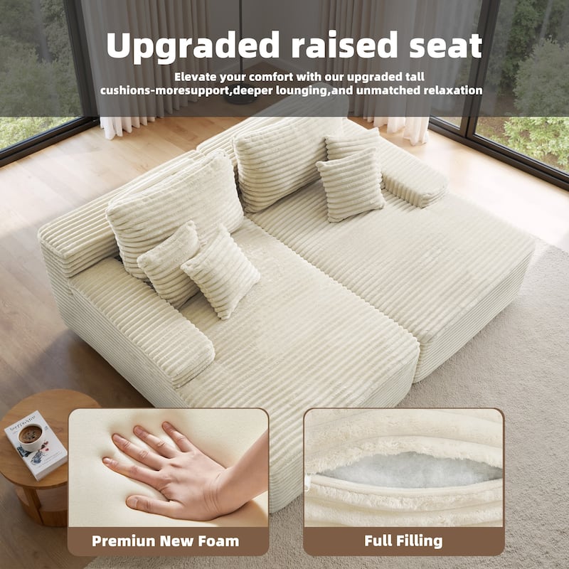 Oversized Upholstered Modular Sectional Chaise Lounge with Pillows