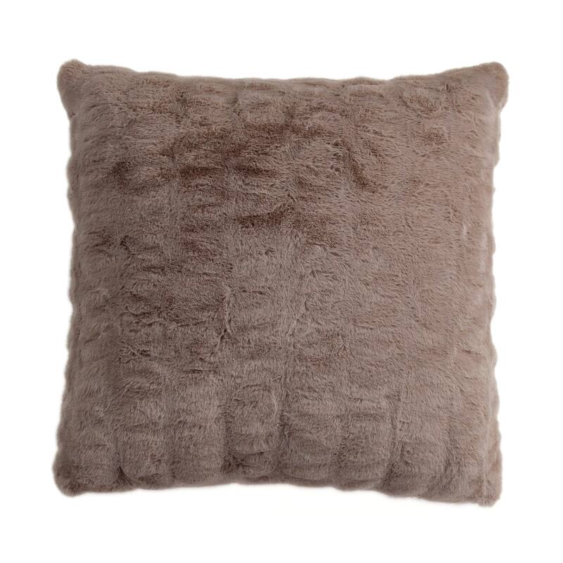 HiEnd Accents Ruched Rabbit Double-Sided Soft Cozy Plush 27x27 inch Euro Throw Pillow with Down Insert - Blush