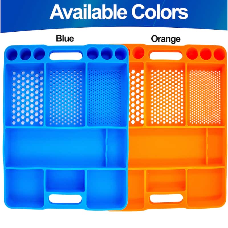 Heavy Duty Silicone Tool Tray Organizer - Anti Slip Grip, Flexible, Heat Resistant & Easy Clean Surface - regular