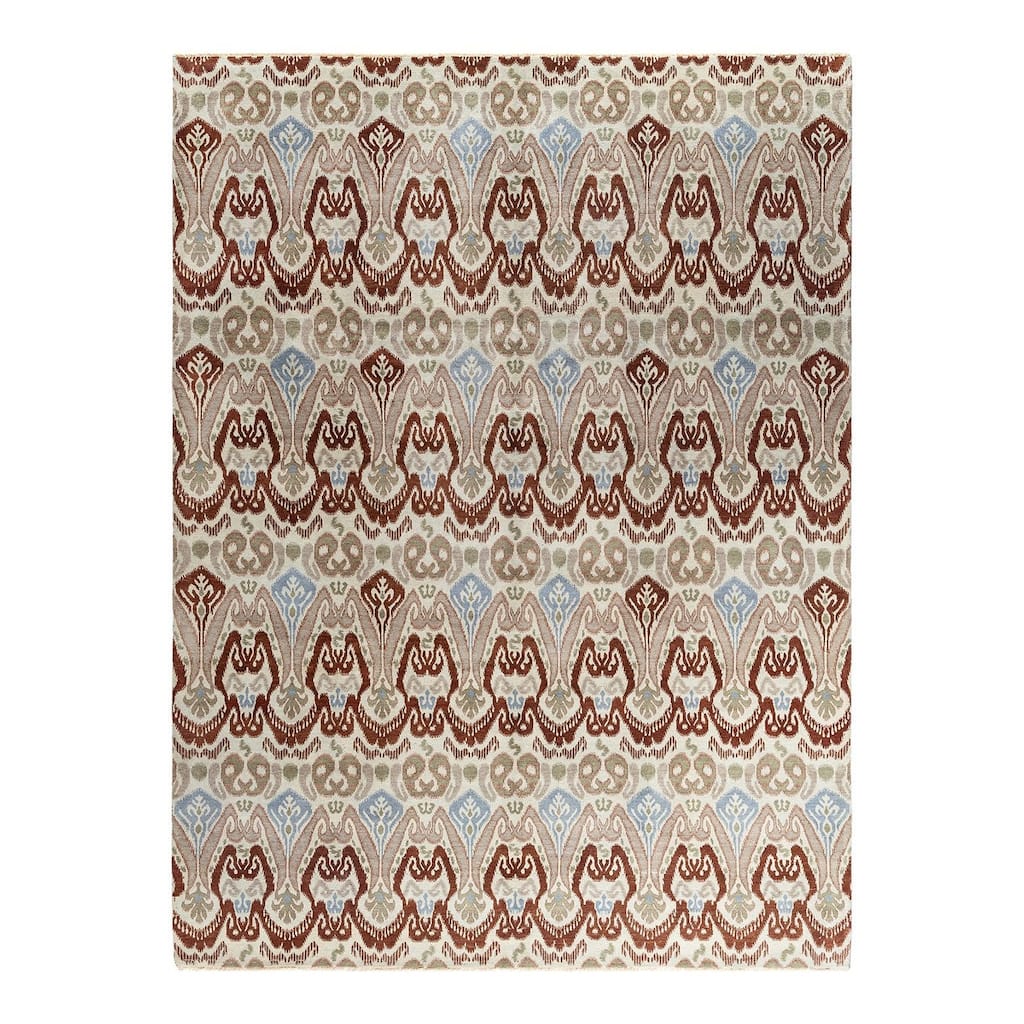 Ikat One-of-a-Kind Hand-Knotted Area Rug - Sand, 9' 3" x 12' 4" - 9' 3" x 12' 4"