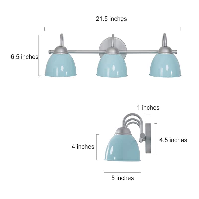 3-light Bathroom Vanity Light with Metal Shade for Powder Room
