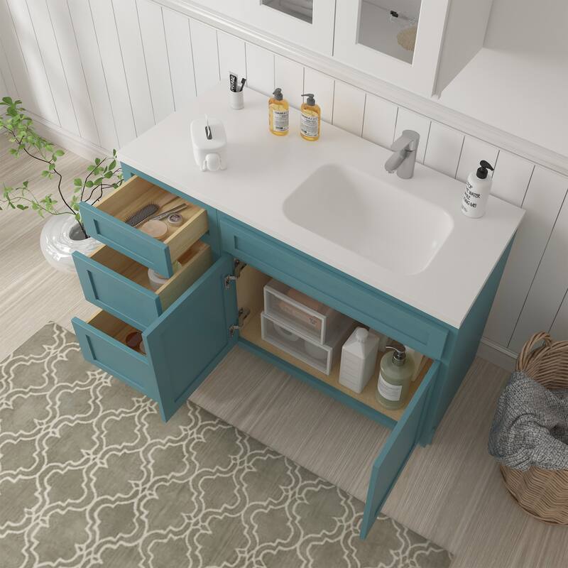 Vanity Art 54" Oak Freestanding Bathroom Vanity Cabinet without Top