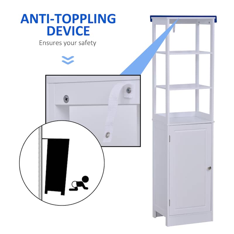 kleankin Freestanding Bathroom Tall Storage Cabinet Organizer Tower with Open Shelves & Compact Design