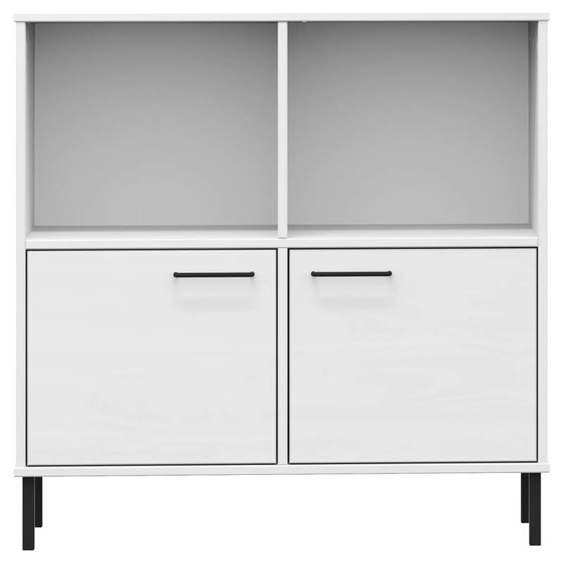 vidaXL Bookshelf Book Cabinet with Metal Legs Storage Cabinet OSLO Solid Wood - 35.4" x 13.8" x 35.6"