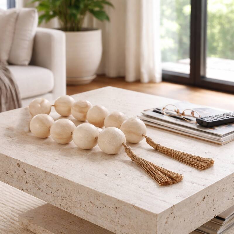 Decorative Swirl Beaded Garland with Tassels - 46"