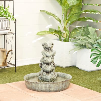 Green Resin Rustic Fountain - 20"L x 19"W x 19"H