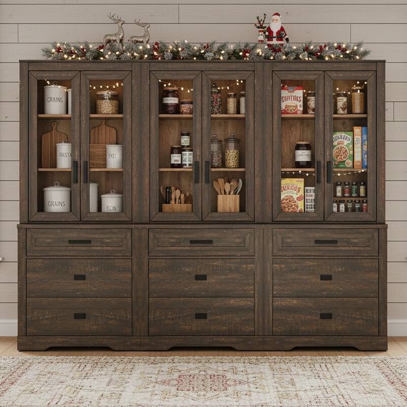 3 Tier Bookcase with Drawer,73.3" Tall Floor Standing Bookshelf - 94.5" - Espresso