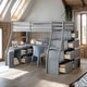 preview thumbnail 2 of 44, Twin Size Loft Bed with Desk,7 Drawers,2 Shelves and Pinewood Frame
