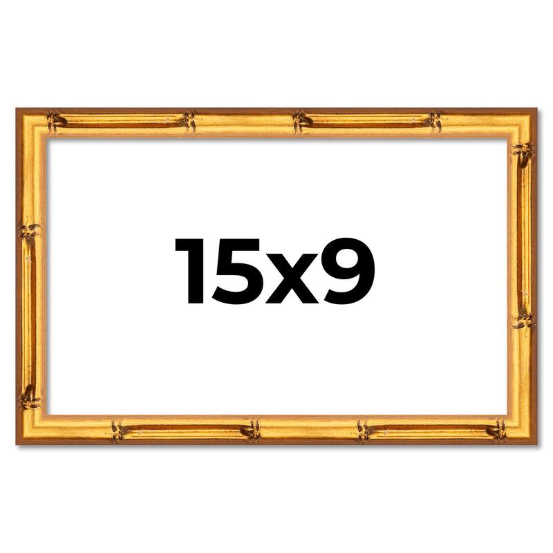15x9 Frame Gold Bamboo Picture Frame Modern Photo Frame Includes UV Acrylic Shatter Guard Front Acid Free Foam Backing Board