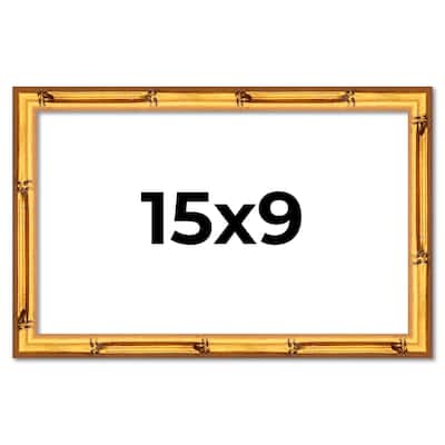 15x9 Frame Gold Bamboo Solid Wood Picture Frame | 1 Inch Moulding
