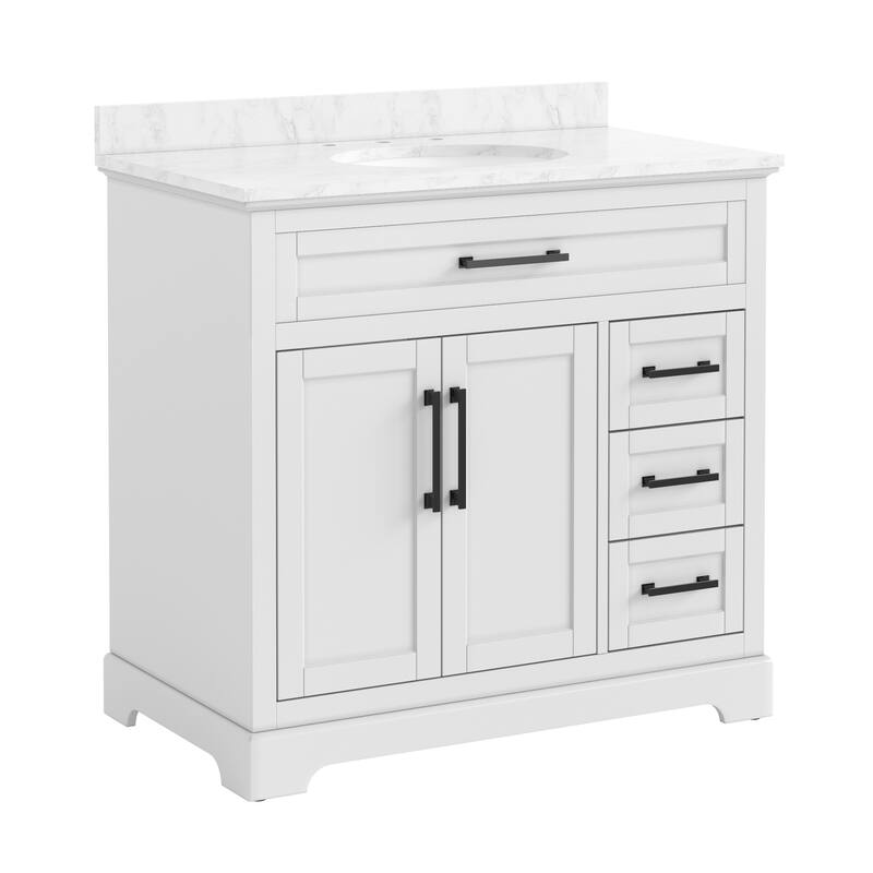 Bathroom Vanity with Marble Countertop without Mirror