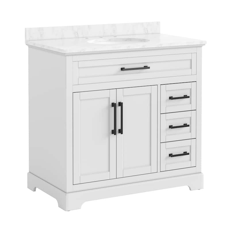 36/48/60 in. Bathroom Vanity in Wood with Ceramic Undermount Sink, Vanity with soft close Drawers