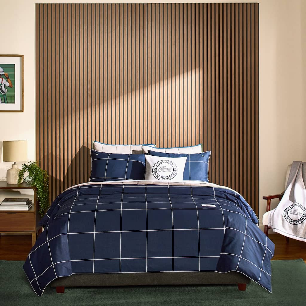 Lacoste Tennis Checks 3-Piece Cotton Comforter Set
