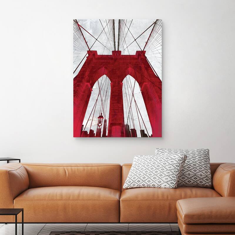 Brooklyn Bridge Red by GI ArtLab Canvas Art Print