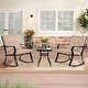 preview thumbnail 6 of 4, Solaura 3-piece Outdoor Patio Rocking Chairs Conversation Bistro Set