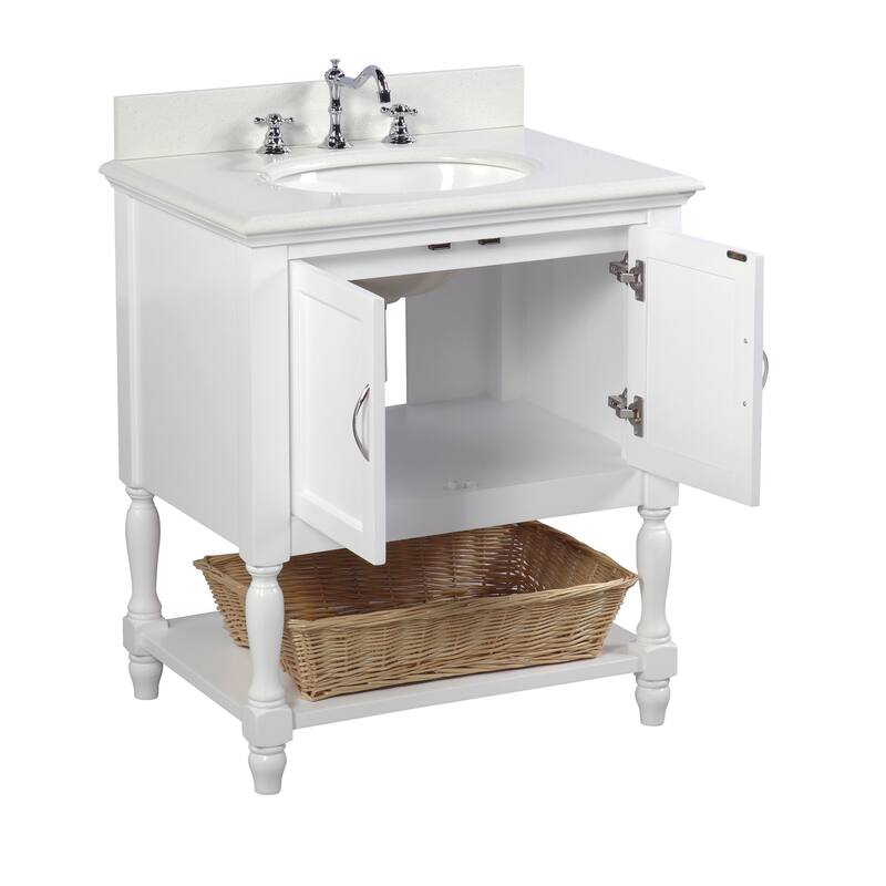 KitchenBathCollection Beverly 30" Bathroom Vanity with Quartz Top